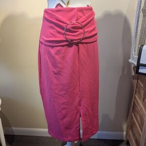 Elegant Fuchsia Pencil Skirt with Ring Detail